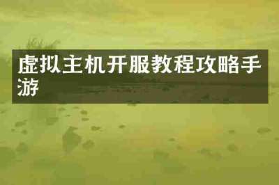 虚拟主机开服教程攻略手游