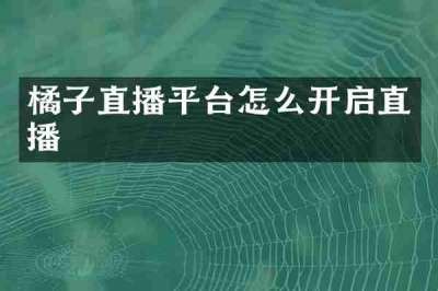 橘子直播平台怎么开启直播