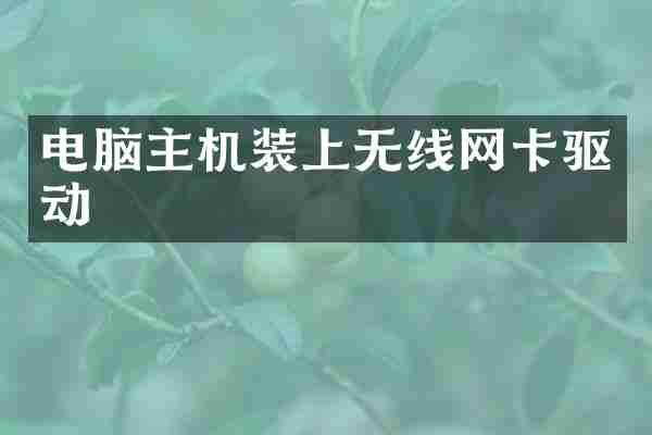 电脑主机装上无线网卡驱动