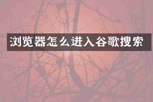 浏览器怎么进入谷歌搜索