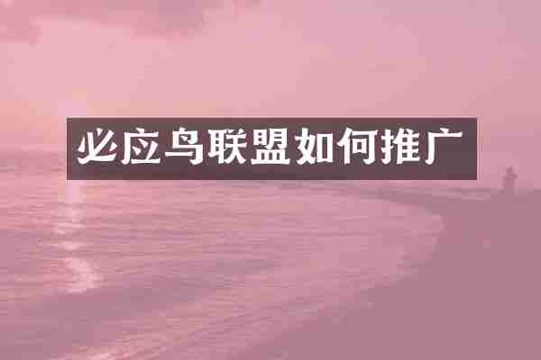 必应鸟联盟如何推广