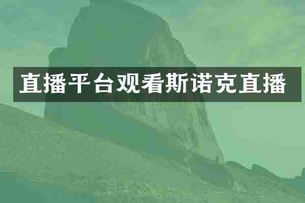 直播平台观看斯诺克直播