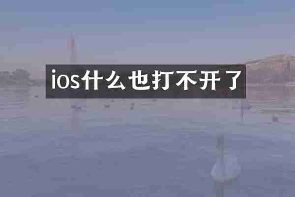ios什么也打不开了
