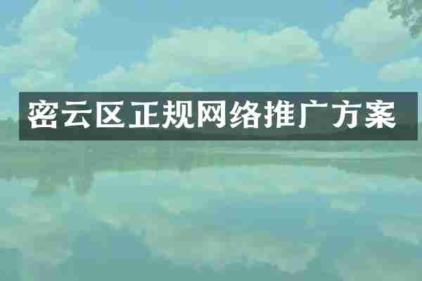密云区正规网络推广方案