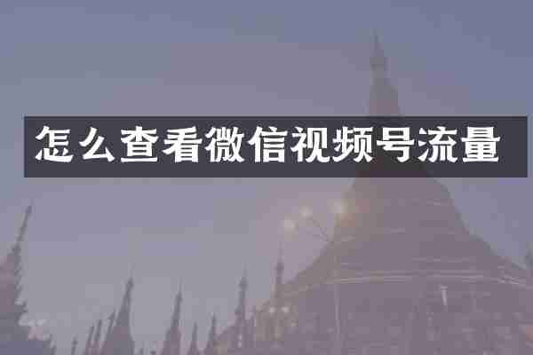 怎么查看微信视频号流量