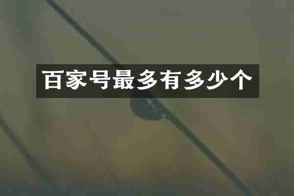 百家号最多有多少个