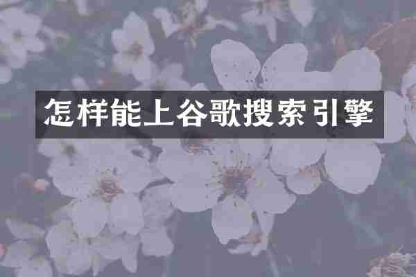 怎样能上谷歌搜索引擎
