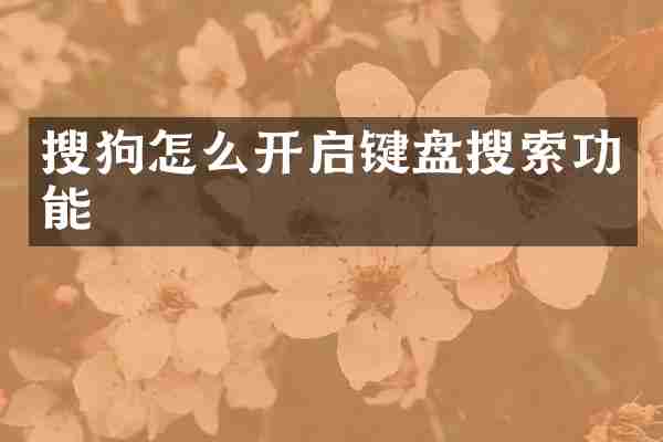 搜狗怎么开启键盘搜索功能