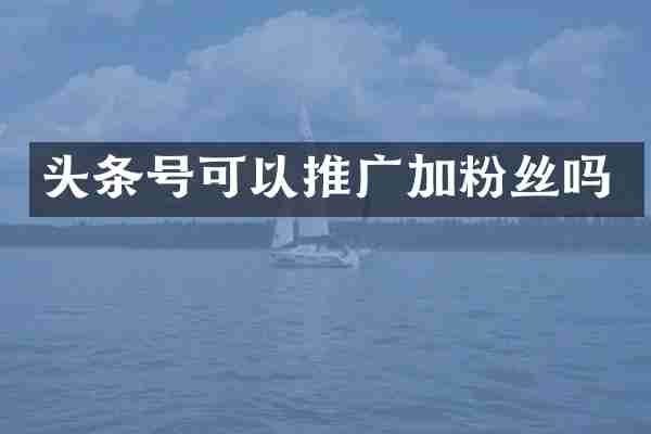 头条号可以推广加粉丝吗