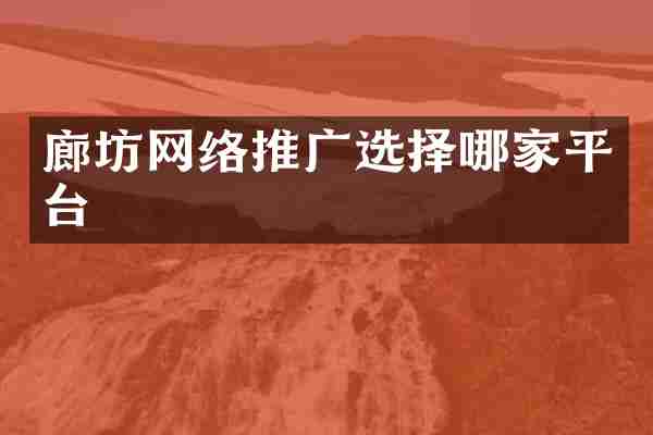 廊坊网络推广选择哪家平台