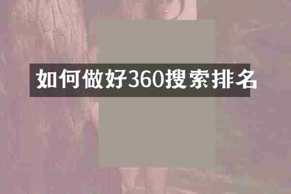 如何做好360搜索排名