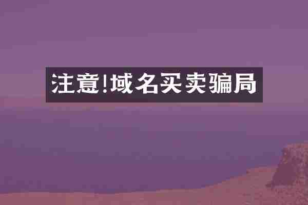 注意!域名买卖骗局