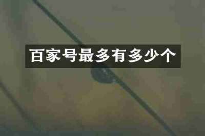 百家号最多有多少个