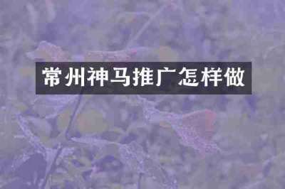 常州神马推广怎样做