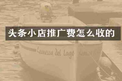 头条小店推广费怎么收的