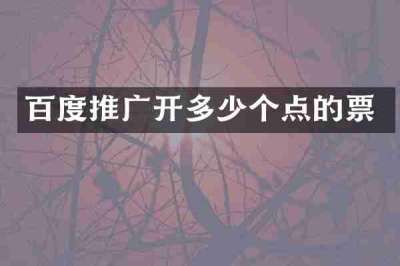 百度推广开多少个点的票