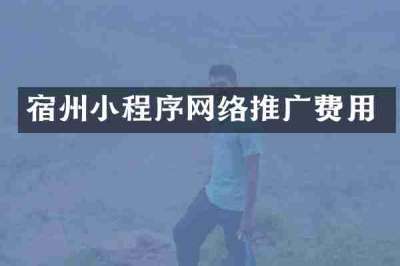 宿州小程序网络推广费用