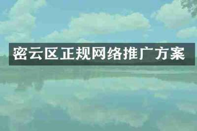 密云区正规网络推广方案