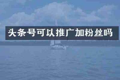 头条号可以推广加粉丝吗