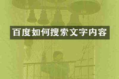 百度如何搜索文字内容