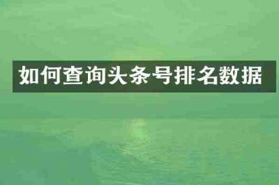如何查询头条号排名数据
