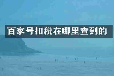 百家号扣税在哪里查到的
