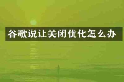 谷歌说让关闭优化怎么办