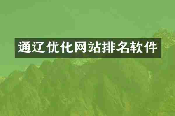 通辽优化网站排名软件