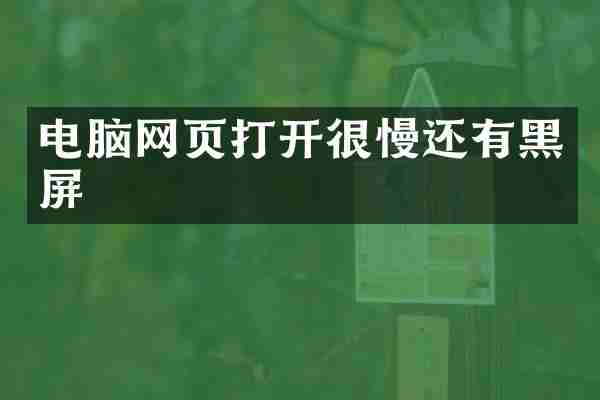 电脑网页打开很慢还有黑屏