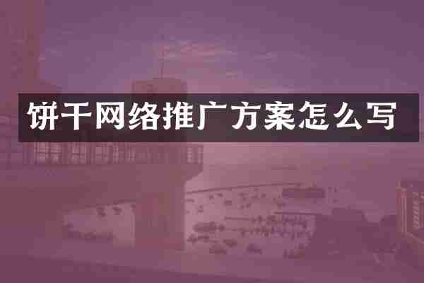 饼干网络推广方案怎么写