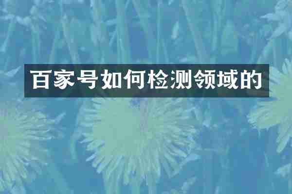 百家号如何检测领域的