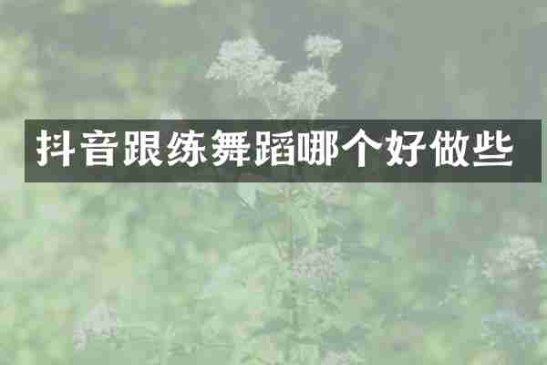 抖音跟练舞蹈哪个好做些