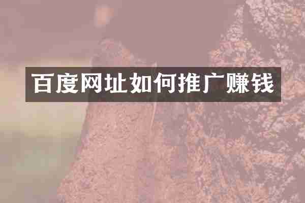百度网址如何推广赚钱