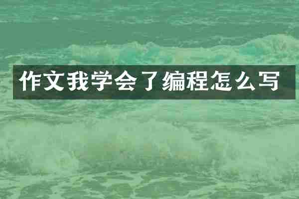 作文我学会了编程怎么写