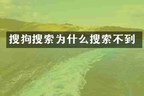 搜狗搜索为什么搜索不到