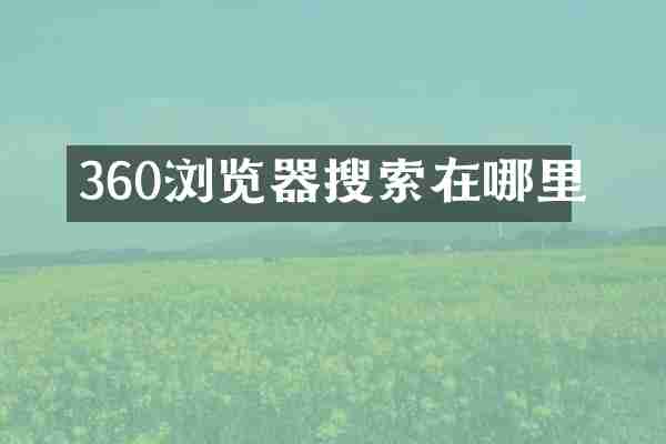 360浏览器搜索在哪里