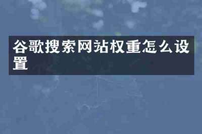 谷歌搜索网站权重怎么设置