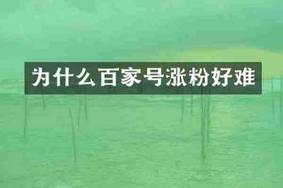 为什么百家号涨粉好难