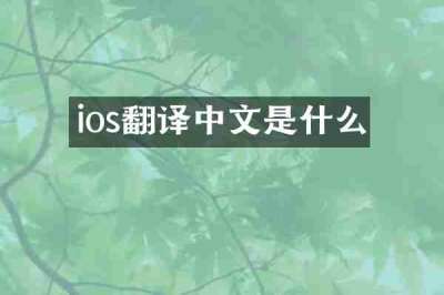 ios翻译中文是什么