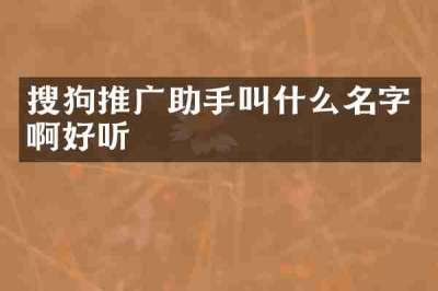 搜狗推广助手叫什么名字啊好听