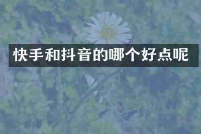 快手和抖音的哪个好点呢
