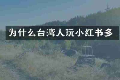 为什么台湾人玩小红书多
