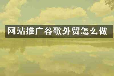 网站推广谷歌外贸怎么做