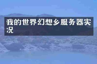 我的世界幻想乡服务器实况