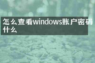 怎么查看windows账户密码是什么