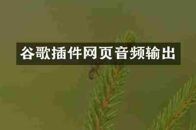 谷歌插件网页音频输出
