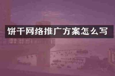 饼干网络推广方案怎么写