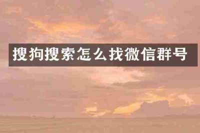 搜狗搜索怎么找微信群号