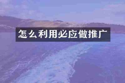 怎么利用必应做推广
