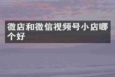微店和微信视频号小店哪个好